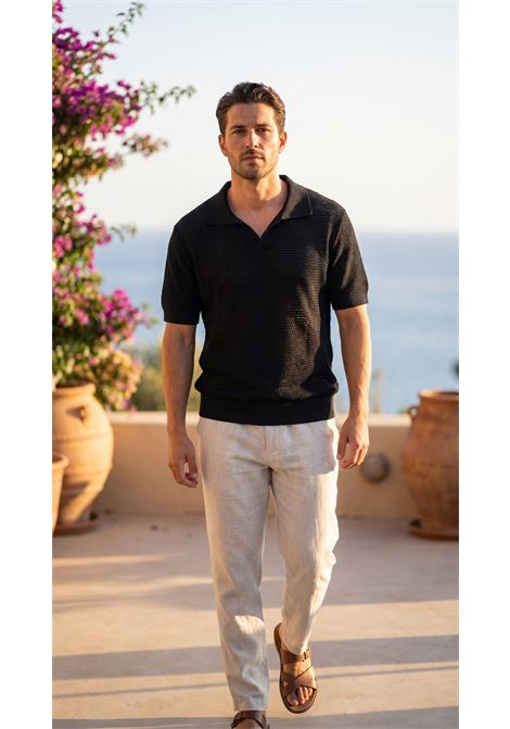 Polo in maglia traforata Tagliatore nera in cotone TAGLIATORE | Polo | FINLAY PWE26-022111